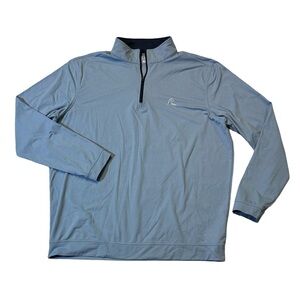 Rhoback mens XL light blue solid performance 1/4 zip pullover golf sweater EUC